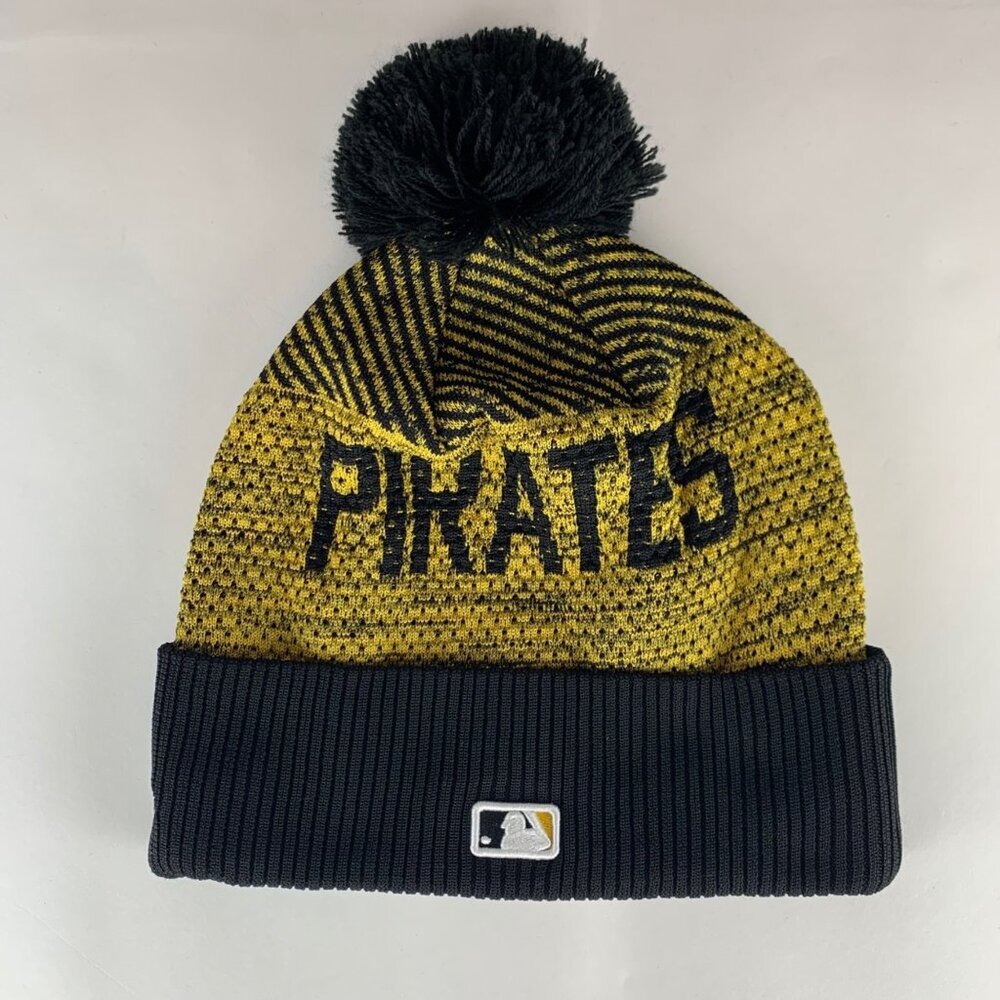 Pittsburgh Pirates MLB Black Gold New Era Pom Knit Beanie - Picture 2 of 3